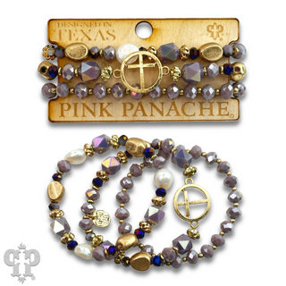 Cross feature crystal bracelet set