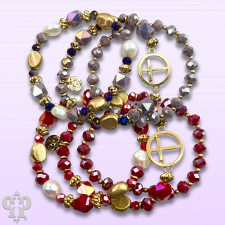 Cross feature crystal bracelet set