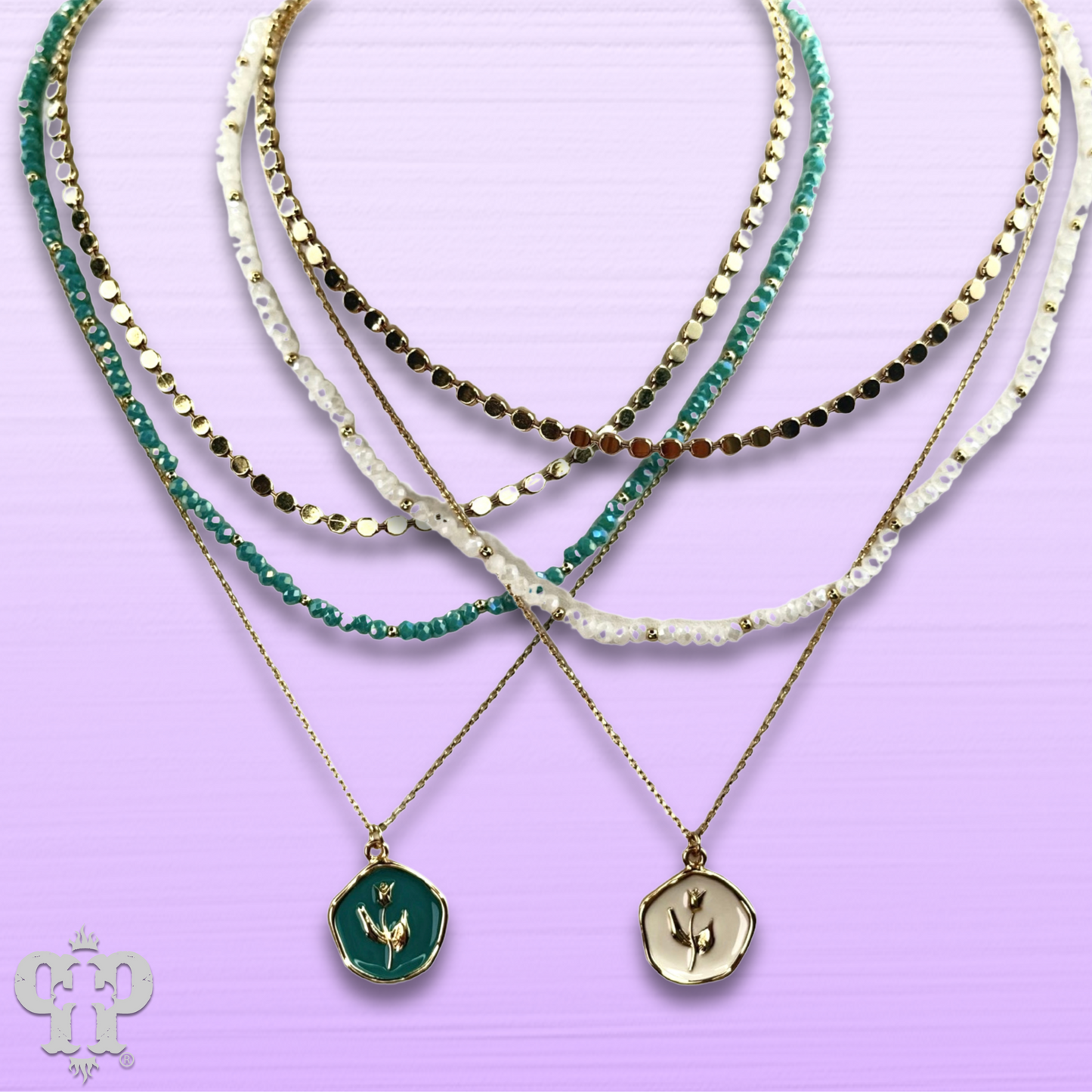 Enamel pendant bead and chain necklace, last call