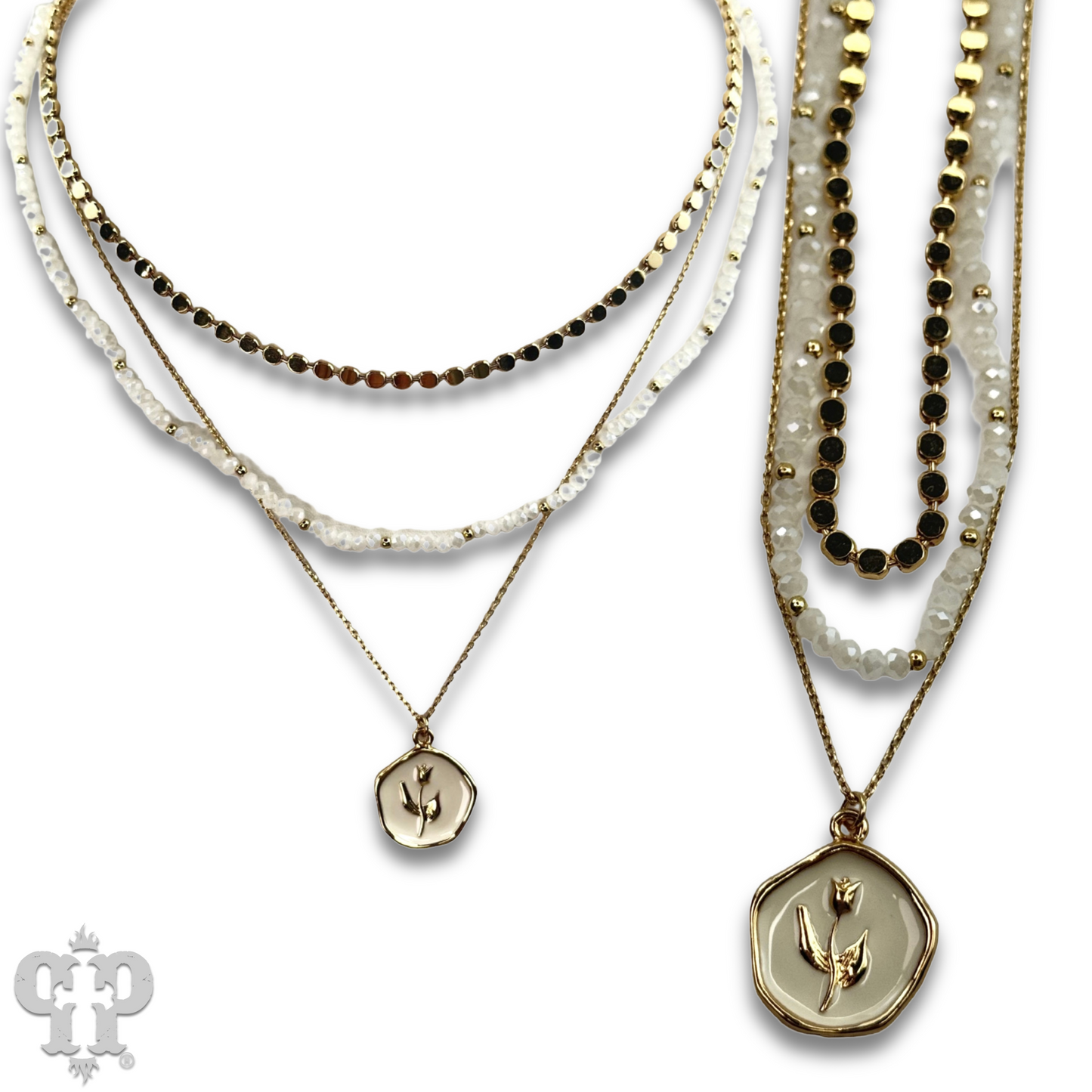 Enamel pendant bead and chain necklace, last call