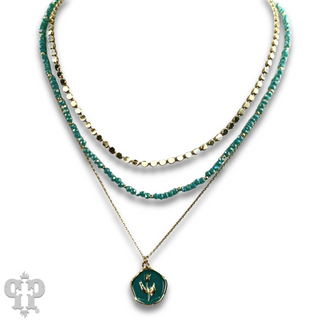 Enamel pendant bead and chain necklace, last call