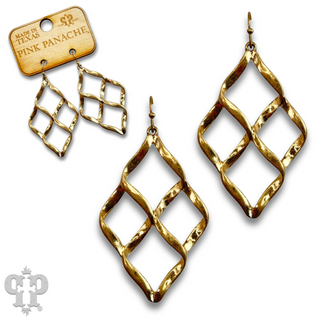 Waffle teardrop earring