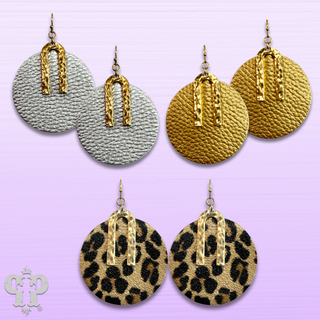Pebbled leather circle earring