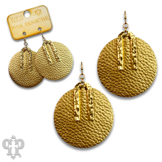Pebbled leather circle earring