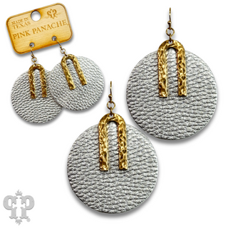 Pebbled leather circle earring