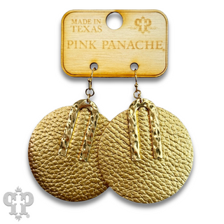 Pebbled leather circle earring