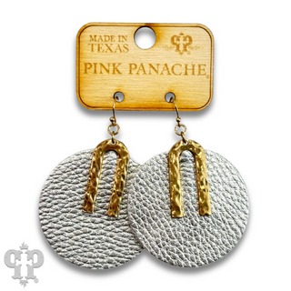 Pebbled leather circle earring