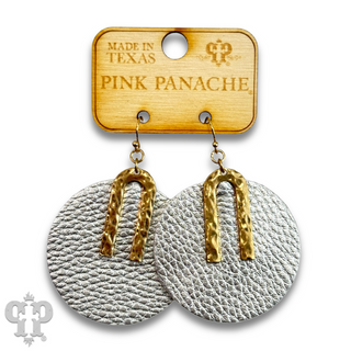 Pebbled leather circle earring