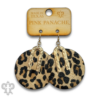 Pebbled leather circle earring