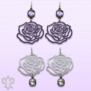 Laser cut flower charm earring with Austrian crystal