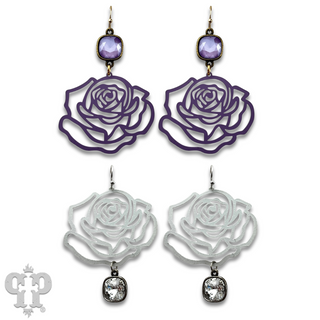Laser cut flower charm earring with Austrian crystal