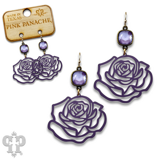 Laser cut flower charm earring with Austrian crystal