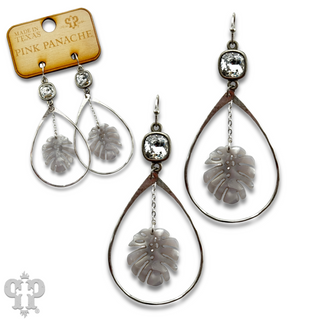Palm leaf teardrop earring with Austrian crystal