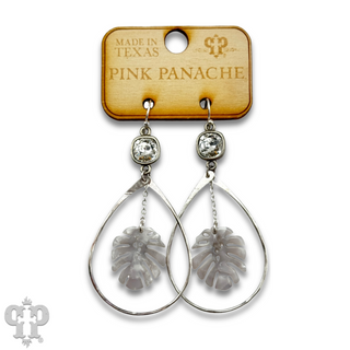 Palm leaf teardrop earring with Austrian crystal