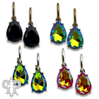 Rhinestone teardrop mini hoop earring