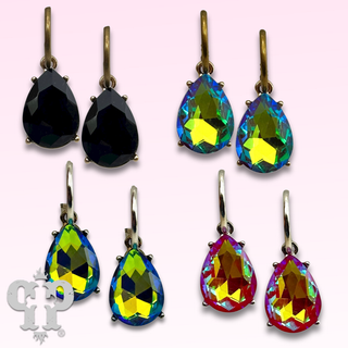 Rhinestone teardrop mini hoop earring