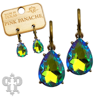 Rhinestone teardrop mini hoop earring