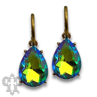 Rhinestone teardrop mini hoop earring