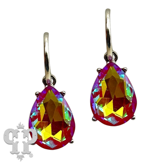 Rhinestone teardrop mini hoop earring