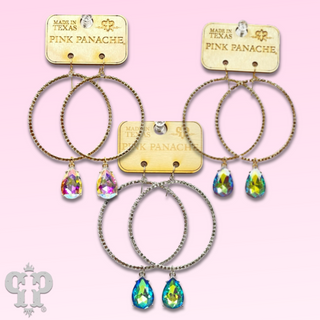 Rhinestone rimmed circle earring, last call