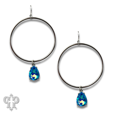 Turquoise blue rhinestone teardrop earring, last call