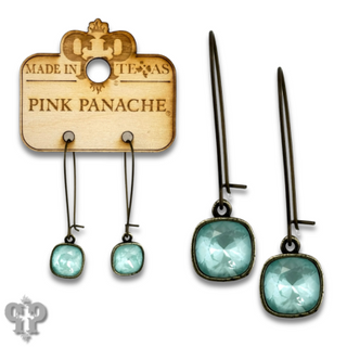 Square Austrian crystal on kidney wire earring, 10mm