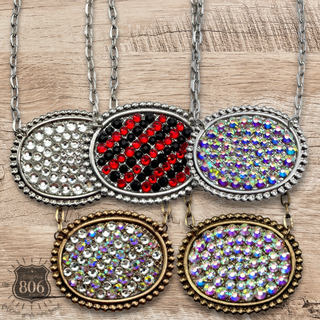 Rhinestone filled oval necklace - LC