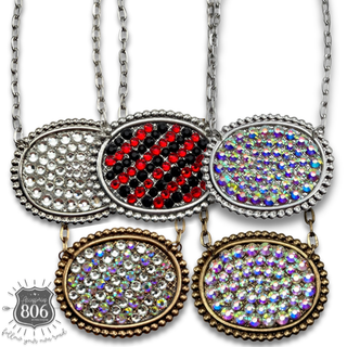 Rhinestone filled oval necklace - LC