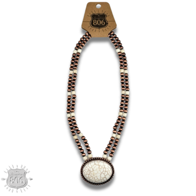 Western two strand bead and stone necklace