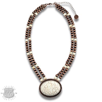 Western two strand bead and stone necklace