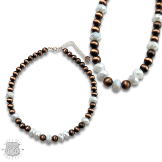 Burnished bead and stone necklace
