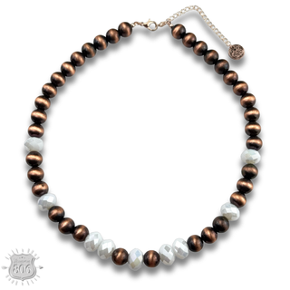 Burnished bead and stone necklace