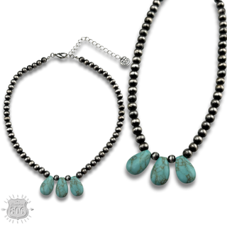 Three stone teardrop necklace