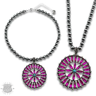 Southwest rhinestone flower necklace