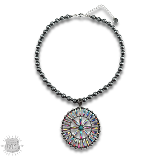 Southwest rhinestone flower necklace