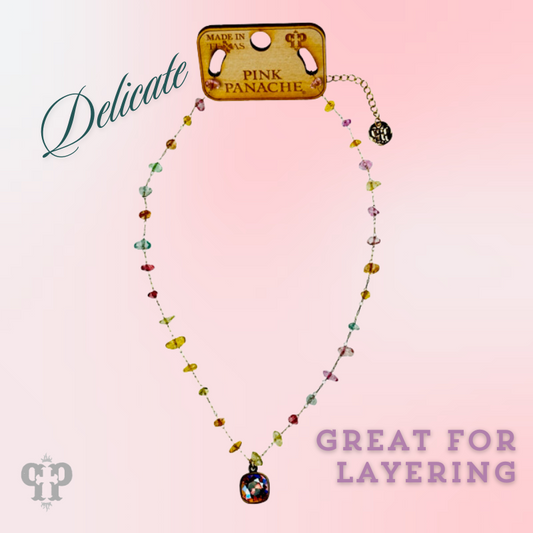 Multi-color stone necklace, Austrian crystal