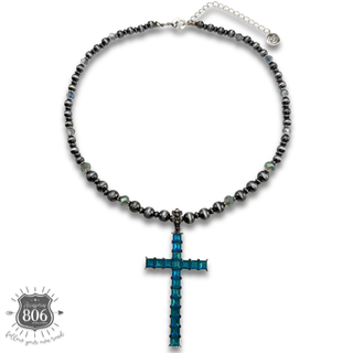 Western rhinestone cross necklace