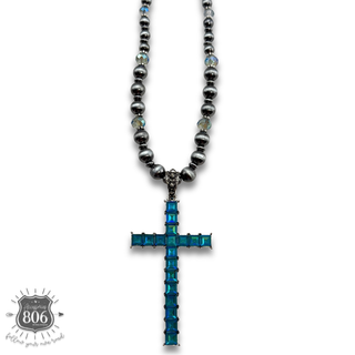 Western rhinestone cross necklace