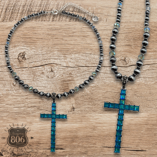 Western rhinestone cross necklace