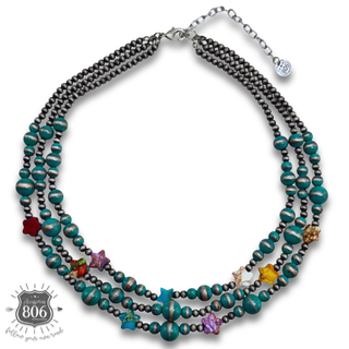 Western burnished turquoise bead necklace
