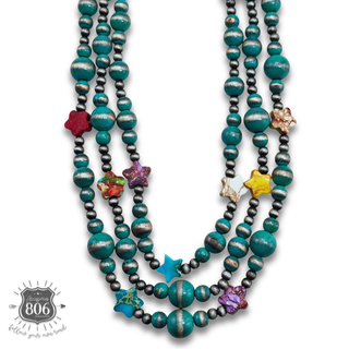 Western burnished turquoise bead necklace