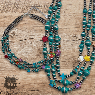 Western burnished turquoise bead necklace