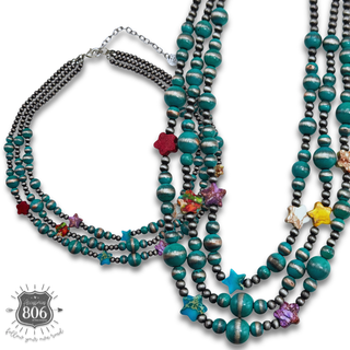 Western burnished turquoise bead necklace