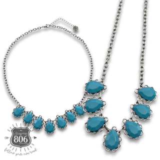 Western acrylic turquoise teardrop necklace