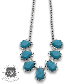 Western acrylic turquoise teardrop necklace