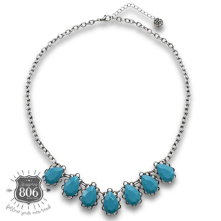 Western acrylic turquoise teardrop necklace
