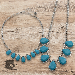 Western acrylic turquoise teardrop necklace