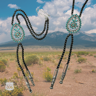 Western bolo style burnished pearl necklace