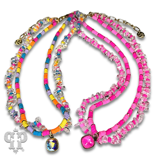 Beaded two-strand necklace, Austrian crystal - LC