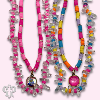 Bead chip necklace with a crystal from Swarovski® - LC